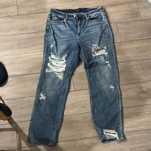 Distressed Blue Jeans